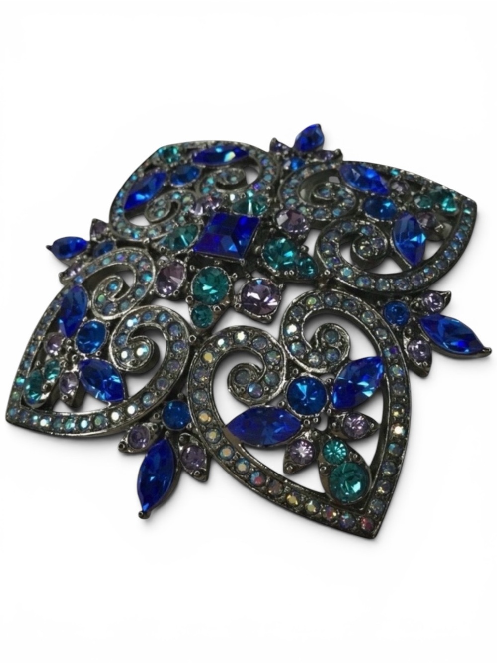 Vintage Joan Rivers Maltese Cross Brooch – Sapphire, Lavender & AB Rhinestones - Picture 5 of 13